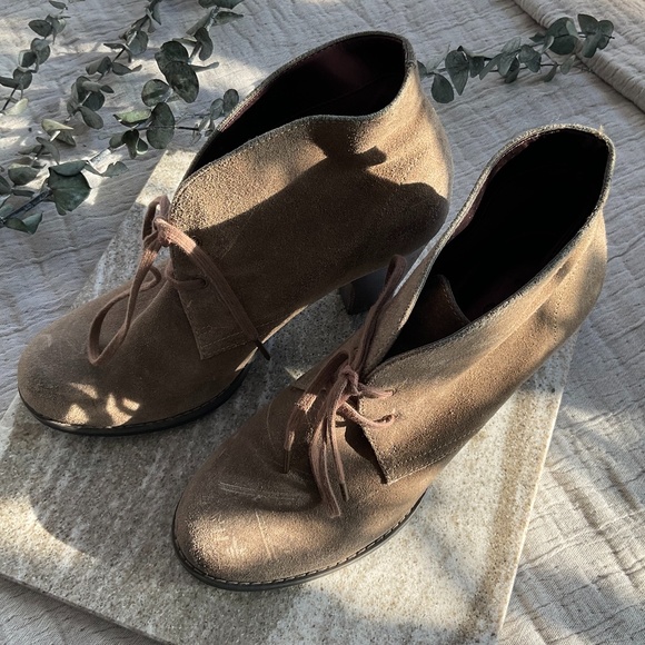 Indigo by Clarks Suede Lace Up Booties Khaki Size 9 - Picture 5 of 7